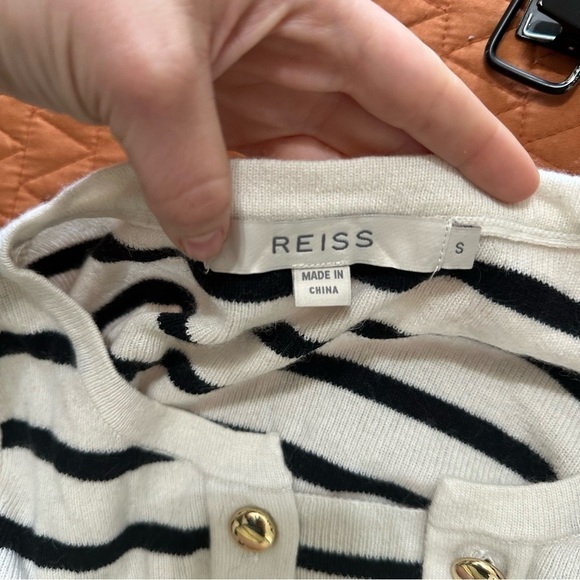 Reiss women’s black & off white sweater dress with gold button detail size small - Picture 2 of 6